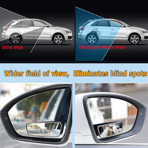 Blind Spot Mirror, Framed Rectangular Blind Spot Car Mirror, Upgrade HD Glass Wide Angle Mirror, 360° Adjustable Convex Rear View Mirror for Unive...