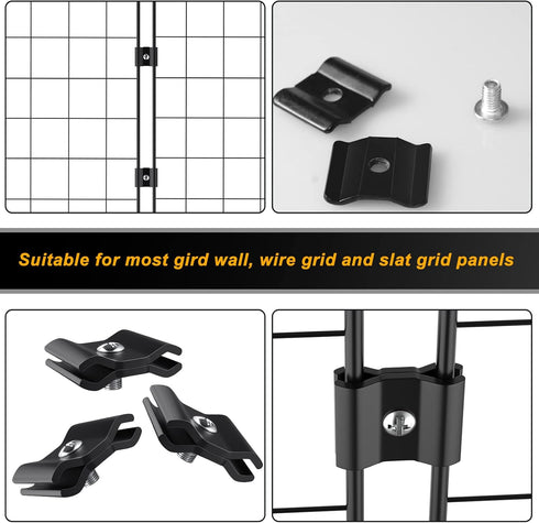 18 Pcs Gridwall Joining Clips Black Wire Grid Panel Connector Grid Panel Joiner Connectors Grid Wall Clamps Grid Connectors for Wall Grid Panels (...