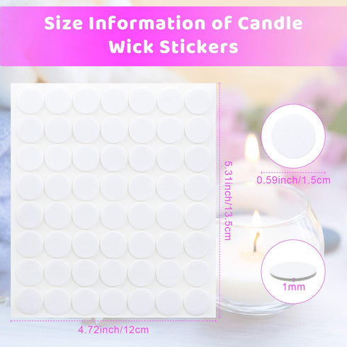 Zonon 1120 Pieces 20 Sheets Candle Making Wick Stickers Double-Sided Heat Resistance Hot Wax Wick Stickers for Candle Making(15 mm,White)...