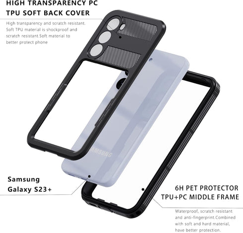 Samsung Galaxy S23 Case, Waterproof Built-in Screen Protector Full Body Protection Heavy Duty Shockproof Anti-Scratched Rugged Polyethylene Case f...
