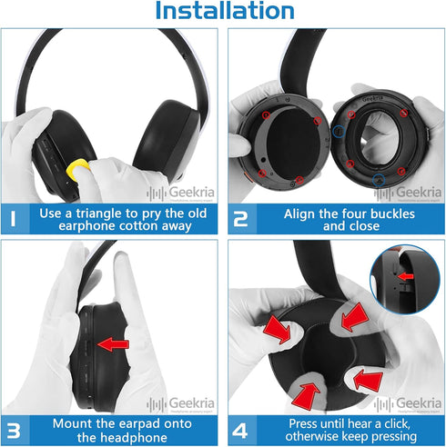 Geekria QuickFit Replacement Ear Pads for Sony Playstation 5 PS5 Pulse 3D Wireless Headphones Ear Cushions, Headset Earpads, Ear Cups Cover Repair...