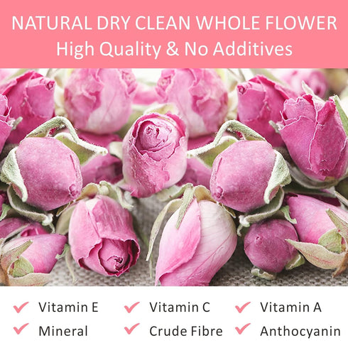 Goofoo Dried Rose Buds Rose Tea, Edible Whole Dry Roses, Premium Loose Leaf Flowers Herb, Natural Healthy Herbal Tea Beverages, Ideal for Gift, 2....