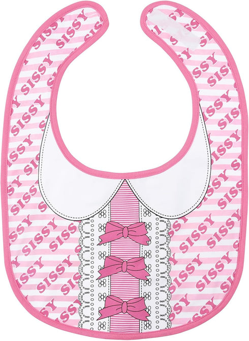 Littleforbig Cotton Waterproof Babydoll Printed Adult Bib with Adjustable Velcro Closure - Pretty in Pink Sissy Bib...
