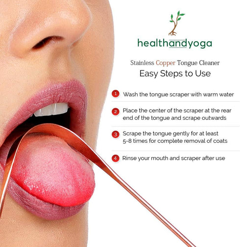HealthAndYoga™ qSwipe Copper Tongue Cleaner Scraper - Hygienic, Non-Synthetic Grip – Tongue Brush Cleaner (Copper - 2-Pack)...