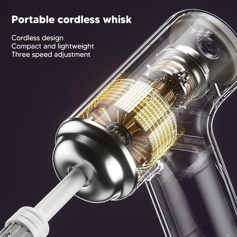 Electric Egg Beater, Hand Mixer Handheld Egg Whisk, Cordless Electric Kitchen Handheld Mixer 3 Speed Food Mixer for Cappuccino Matcha Matcha for D...