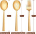 LIANYU 2 Gold Serving Spoons, 2 Gold Slotted Serving Spoons, 2 Gold Serving Forks, 8.6 Inch Stainless Steel Metal Serving Spoons Forks for Buffet ...