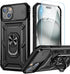 Goton for iPhone 15 Plus Case with Screen Protector - Slide Camera Cover Protective Phone Case with Ring Stand, Heavy Duty Shockproof Rugged Bumpe...