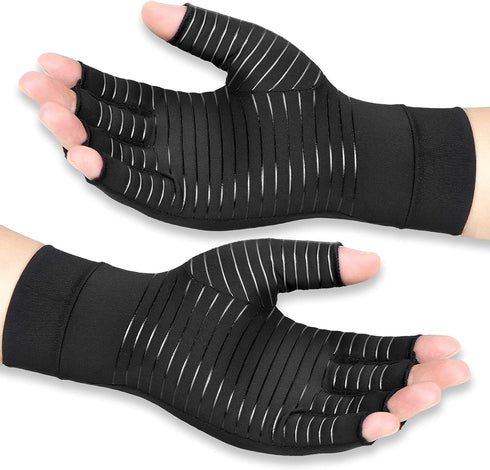 Copper Arthritis Compression Gloves Women Men Relieve Hand Pain Swelling and Carpal Tunnel Fingerless for Typing, Support for Joints, Large...