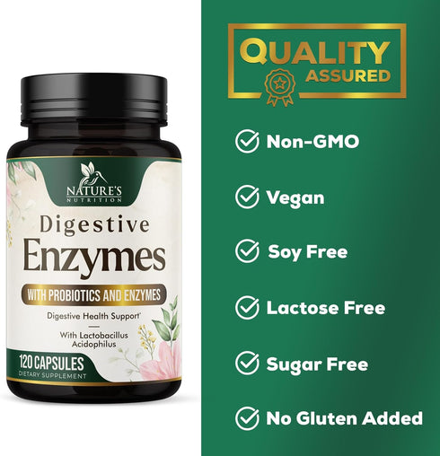 Digestive Enzymes with Probiotics - Probiotic Multi Enzymes with Probiotics and Prebiotics for Digestive Health and Bloating Relief for Women and ...
