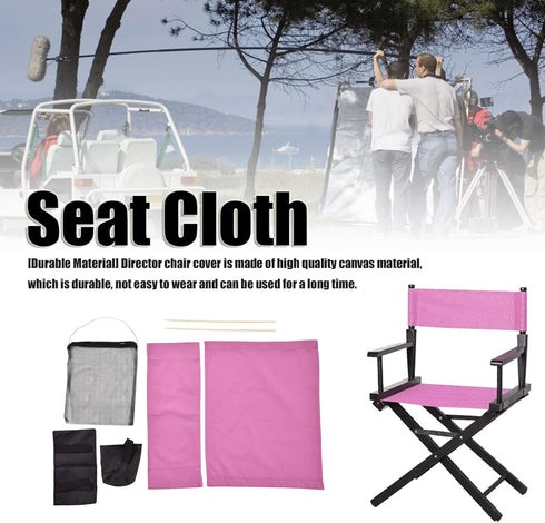 Director Chair Cover Durable Wear Resistant Stable Canvas Chair Seat for Office Rose Red...