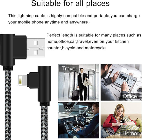 iPhone Charger 1Ft MFi Certified Short Lightning Cable Braided 90 Degree Elbow Charging Cable Compatible with iPhone 14 13 12 11 Pro X XS XR 8 Plu...