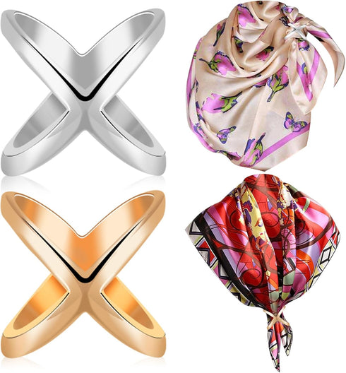 Medium size Scarf Ring?Scarf clip for women’s shawl, Silk Neckerchief, Tshirt,Coat belt buckle,gold/sivler,2Pcs...