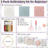 UXORSN 3 Sets Embroidery Kit for Beginners Adults Learn 30 Different Stitches Cross Stitch Starter Kits Including Fabric with Stamped Flower Patte...