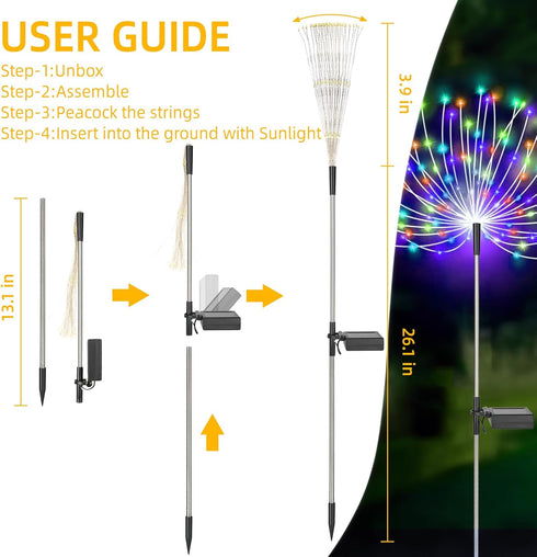 2PACK Solar Firework Lights outside150LEDs 8 Lighting Mode Sensor Light Waterproof for Garden Decoration Yard Pathway Christmas ?Halloween?Parties...