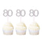 Newqueen Numbers 80 Cupcake Toppers Silver Glitter 80th Birthday Cupcake Picks Anniversary Party Cake Decorations Supplies 24 PCS...