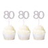 Newqueen Numbers 80 Cupcake Toppers Silver Glitter 80th Birthday Cupcake Picks Anniversary Party Cake Decorations Supplies 24 PCS...