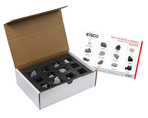 EISCO 12 Piece Introduction to Igneous Rocks Kit - Includes 1" Specimens - Great for Geology Classrooms & Basic Field Testing Labs - Tech Cut Rock...