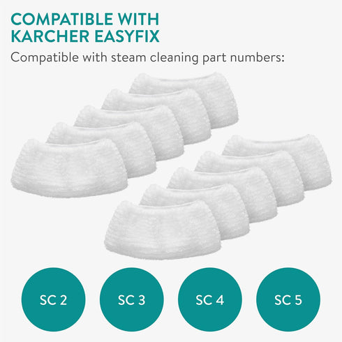 Navaris Microfibre Pads for Steam Cleaner - Set of 10 Replacement Cloths Handheld Steamer 49454 - Washable Wipes for Floor, Wall, Cleaning...