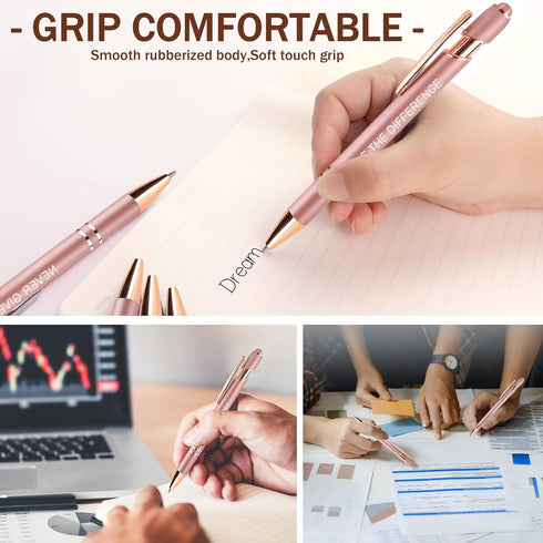 12 Pcs Motivational Quotes Ballpoint Pens for Office Women Inspirational Black Ink Pens with Stylus Tip, Funny Scriptures Pens Valentine’s Day Bul...