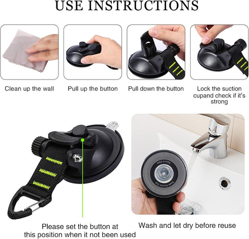 CONBOLA Suction Cups Hooks Heavy Duty Outdoor Car Camping Essentials 4 Pieces Upgraded Tie Down Suction Cup,Camper Accessories Strong Power for RV...