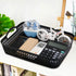 Large Plastic Storage Basket Tray with Handle, Black, Pack of 6...