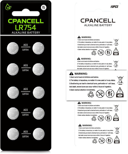 AG5 LR754 309 393 SR754 SR754 Battery Alkaline Button Cell Battery (10 Count)...
