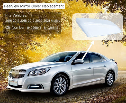 Rearview Mirror Cover Driver Left Side Compatible with Chevrolet chevy Malibu 2016-2021 84026841 White...