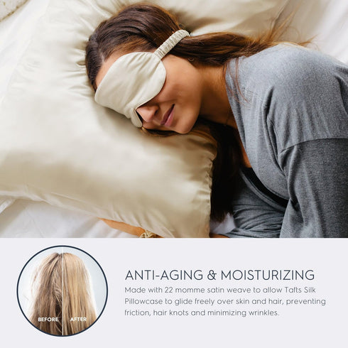 Tafts Pillow Cases - 22mm 100% Pure Mulberry 6A Silk Pillowcase for Hair & Skin with Zipper Closure, Cooling, Natural, Organic, Double Sided Silk ...