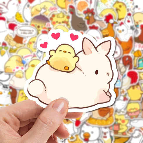 Chicken Stickers| 100 PCS | Cute Yellow Stickers, Vinyl Waterproof Stickers for Laptop,Guitar,Motorcycle,Bike,Skateboard,Luggage,Phone,Hydro Flask...