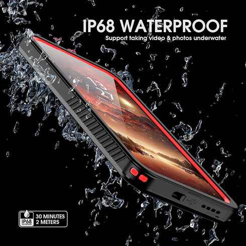 for Samsung Galaxy S23 Case with Screen Protector,Waterproof Galaxy S23 Protective Case for Men Women,S23 Phone Case Heavy Duty Shock Proof,Red...