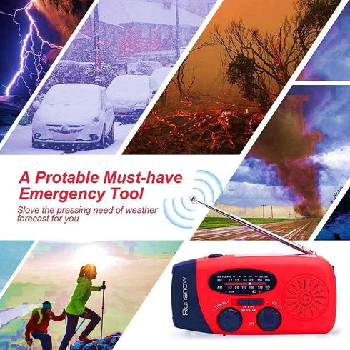 Solar Emergency Hand Crank Weather Radio, Portable Self Powered NOAA AM/FM Radios with SOS Alarm LED Flashlight 2000mAh Smart Phone USB Charger fo...