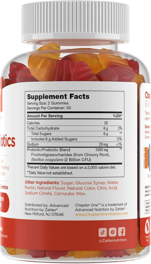 Zahler Chapter One Probiotic Gummies for Kids - Probiotics Gummies with Prebiotic Blend - Raspberry Orange Flavor - Kosher Vegetarian Non GMO Prob...