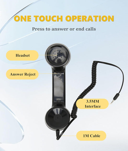 Jiawu Vintage Retro Telephone Handset, Cell Phone Receiver MIC Microphone Speaker for Cellphone, Smartphone and Computers, Old Telephone Headse wi...