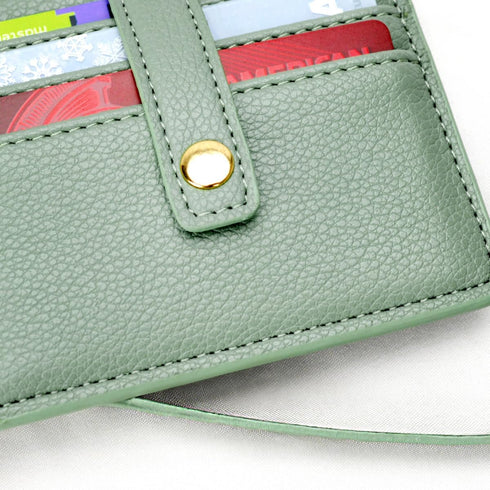 Wristlet Keychain Wallet, Leather Wrist Bracelet Strap Purse, Slim RFID Pocket Credit Card Holder with Lanyard (Card Holder, green)...