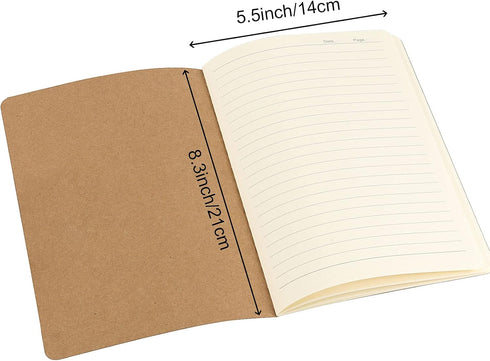 30 Pack A5 Notebook Journals, 8.3 x 5.5 Inch Travel Kraft Notebooks Bulk, Soft Brown Cover Lined Paper Notebook with 60 Pages / 30 Sheet for Subje...