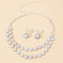 Silver Necklace and Earrings Set Crystal Bridal Wedding Jewelry Sets for Brides Bridesmaid Prom Costume Accessories for Women...