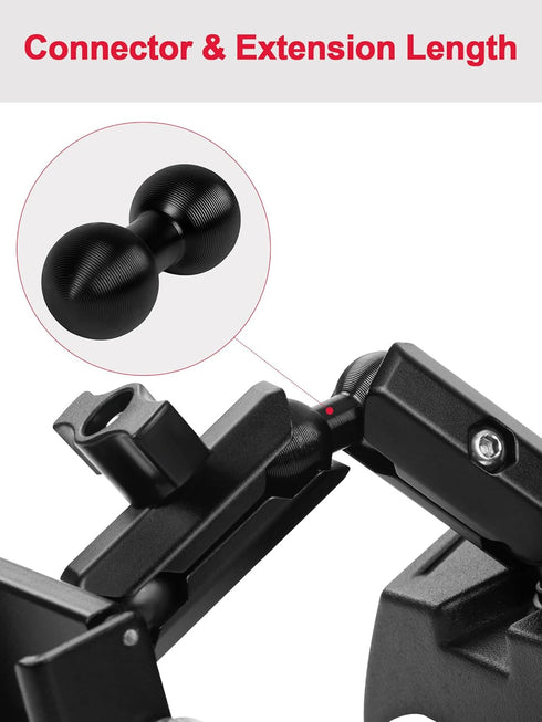 2PCS Aluminum Double Ball Head Mount, 20mm to 20mm Extension Double Ball Connects, Compatible with Multiple 20mm Double Ball Mounting Arms Kit...