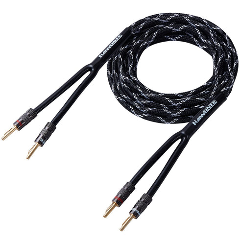14AWG Speaker Wire Cable (3 Feet), 1 Pack Premium Heavy Duty Braided Speaker Cable Dual Gold Plated Banana Plug Tips in-Wall CL2, Oxygen-Free Copp...
