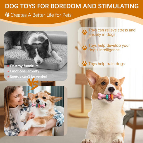 Dog Chew Toys for Small Dogs Toothbrush Stick Teeth Cleaning Brush Dental for Aggressive Chewers, Durable Interactive Dog Toys, Rubber Dog Toys fo...