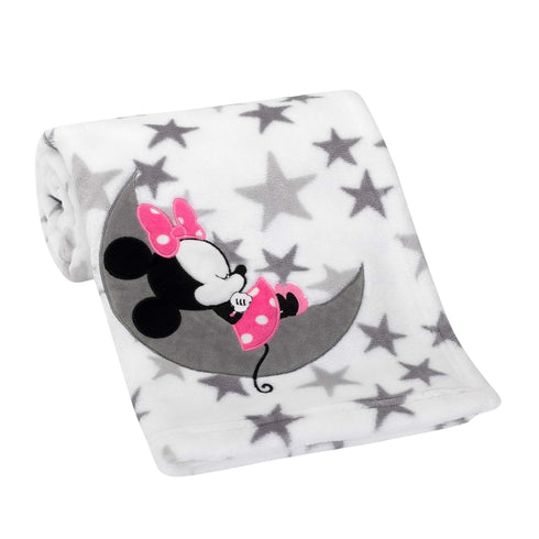 Lambs & Ivy Disney Baby Minnie Mouse Fleece Baby Blanket, Gray/White...