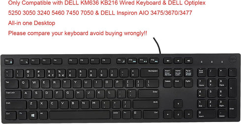 iKammo Keyboard Cover Skins Compatible with Dell KB216 & KM636 Keyboards & Dell Optiplex 5250/3050/3240/5460/7450/7050 & Inspiron AIO 3475/3670/34...