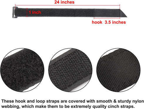 Ayaport Cinch Straps 1" x 24" -8Pack, Sturdy & Reusable Hook and Loop Covered with Nylon Webbing Securing Buckle Straps for All Purpose Cord Wrap ...