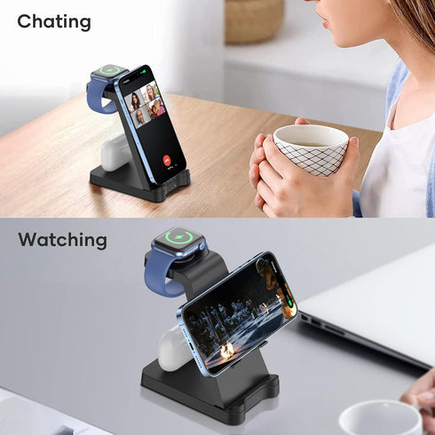 3 in 1 Charging Station for Apple Products - Wireless Charging Station for Multiple Devices - Phone and Watch Charger Stand for iPhone 15/14/13/12...