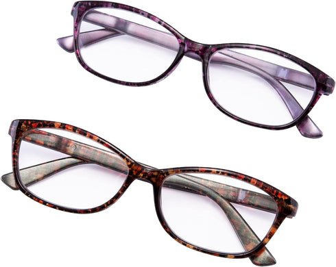 EYEGUARD 2 Pairs Reading Glasses for Women Ultra Clear Spring Hinge Readers +3.00...