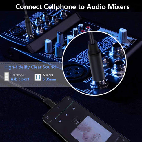 USB C to 6.35mm 1/4 inch TRS Cable, USB Type C to 1/4 inch Audio Adapter Aux Jack Stereo Cable for Pixel 4XL, Galaxy Note 10+/S20+, Amplifier, Spe...