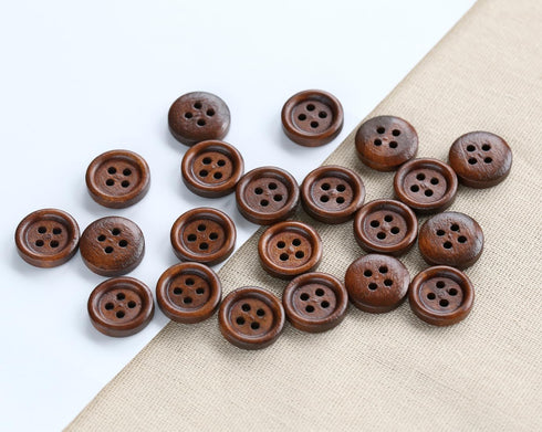 200PCS 5/8 Inch (15mm) Brown Color Wooden Buttons DIY Crafts Button Sewing Project...