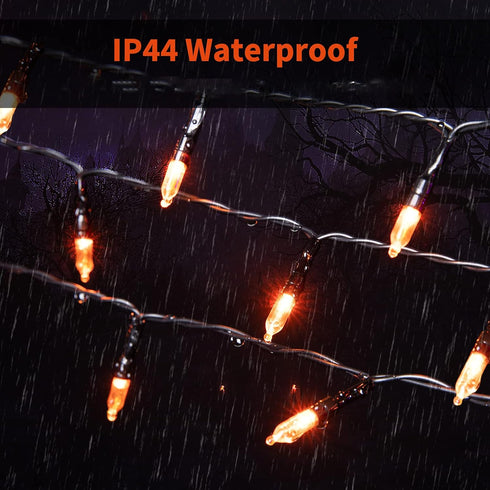 Orange LED Outdoor Halloween Lights, Halloween Decorations, 39 FT 100 LED Mini Lights with 8 Lighting Modes,Connectable String Light Plug in for G...