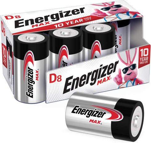 Energizer Max D Batteries, Premium Alkaline D Cell Batteries (8 Battery Count)...