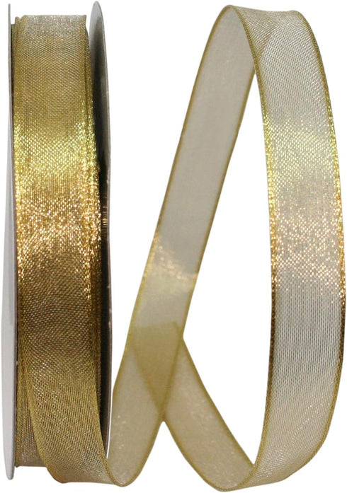 Reliant Ribbon Mesh Classic Wired Edge Ribbon, 5/8 Inch X 25 Yards, Gold...