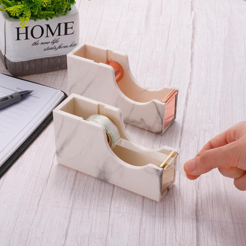 PATIKIL Tape Dispenser, Tape Dispenser Desk Cute Tape Desk Dispenser Holder Weighted Transparent Acrylic Weighted Marble Pattern Heavy for Tape Of...